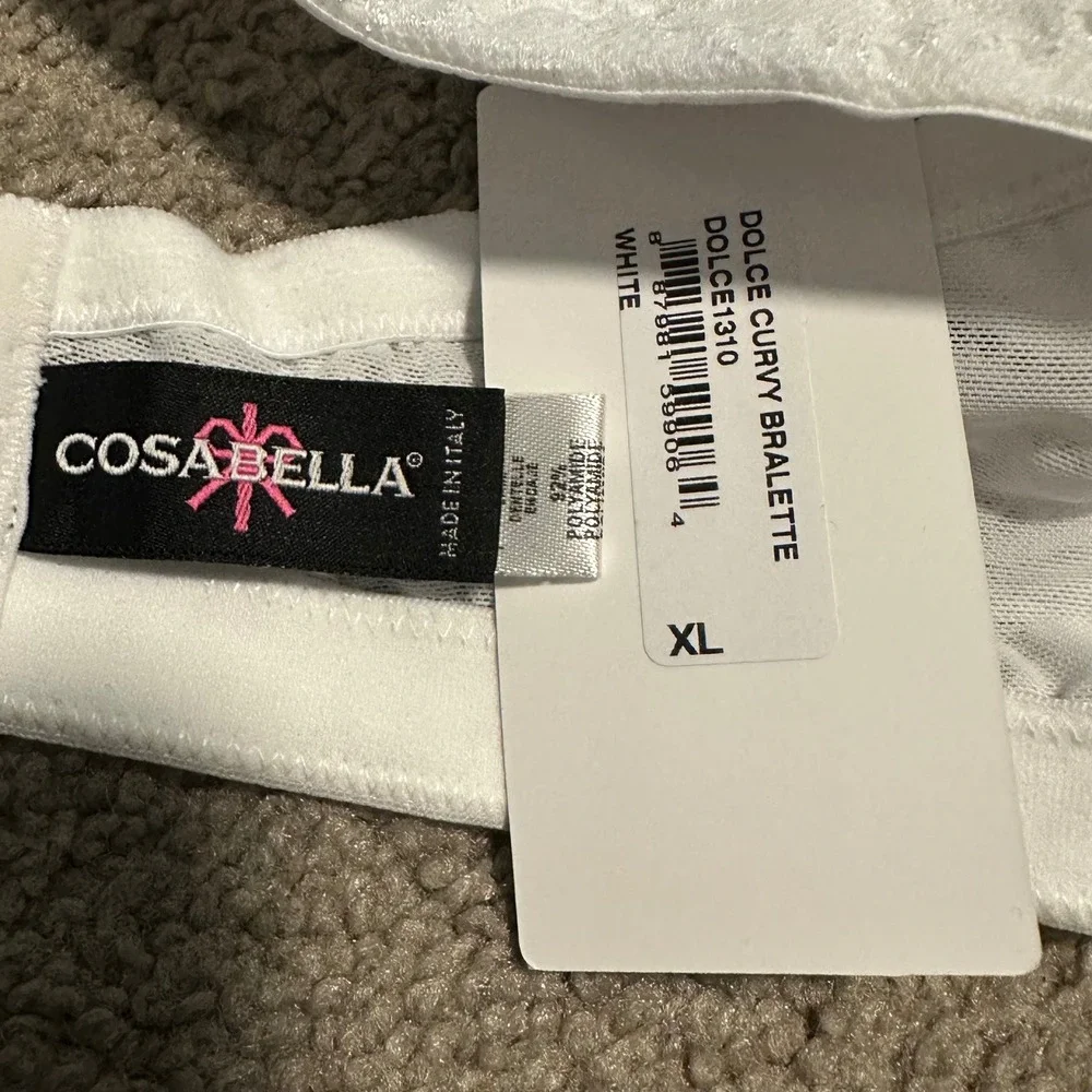 Cosabella Dolce Curvy Bralette White Lace‎ Wireless Bra DOLCE1310 XL New